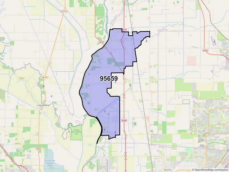 Map of ZIP Code 95659 — Nicolaus, CA