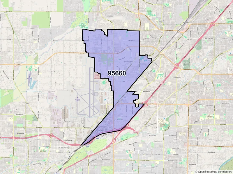 Map of ZIP Code 95660 — North Highlands, CA
