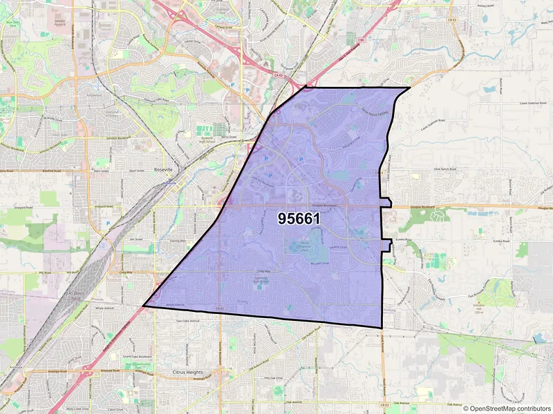 Map of ZIP Code 95661 — Roseville, CA