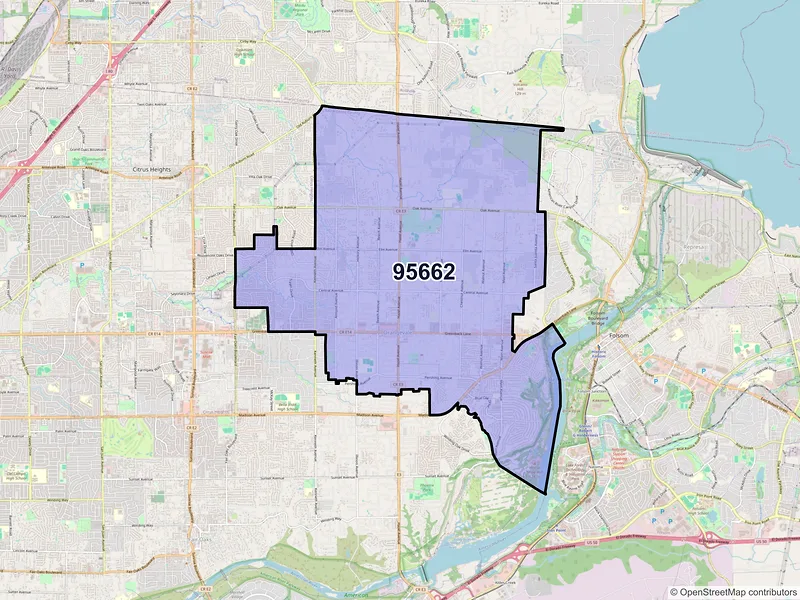 Map of ZIP Code 95662 — Orangevale, CA