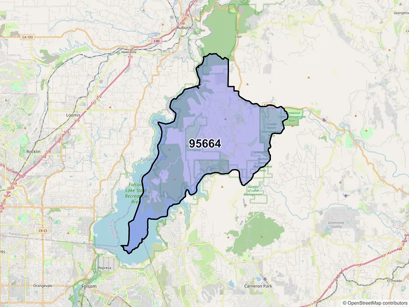 Map of ZIP Code 95664 — Pilot Hill, CA