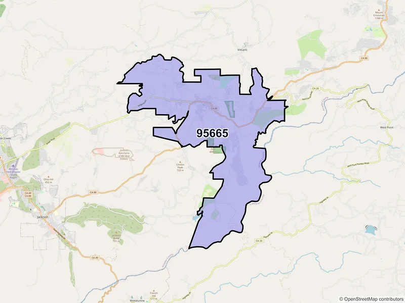 Map of ZIP Code 95665 — Pine Grove, CA