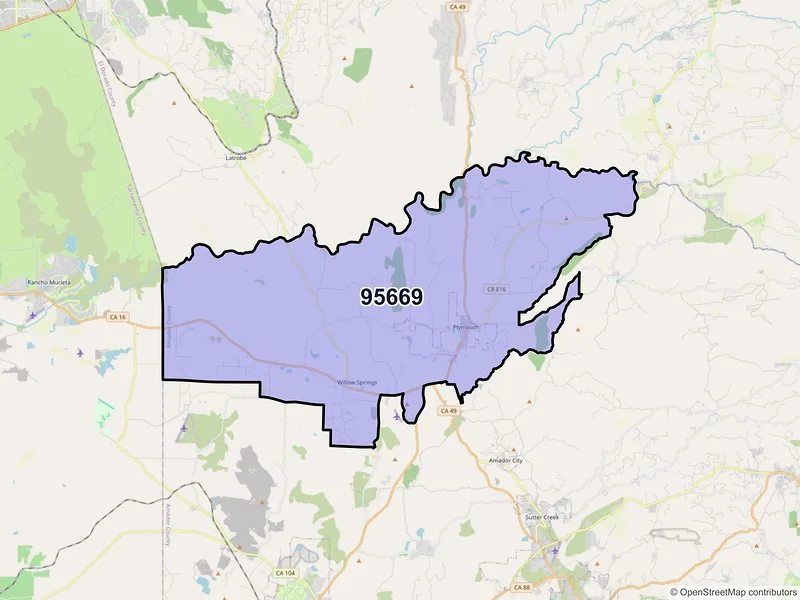 Map of ZIP Code 95669 — Plymouth, CA
