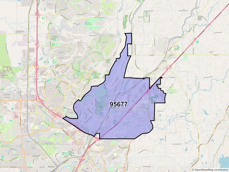 Map of ZIP Code 95677 — Rocklin, CA