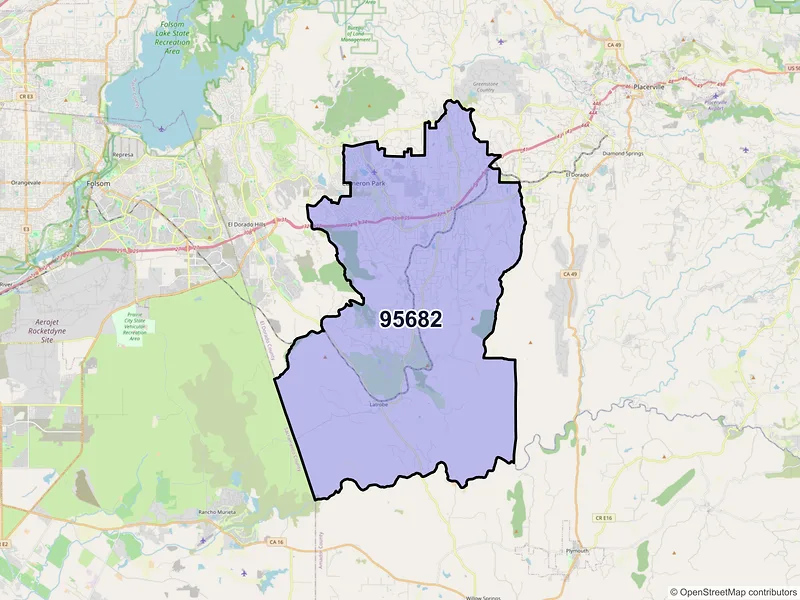 Map of ZIP Code 95682 — Shingle Springs, CA
