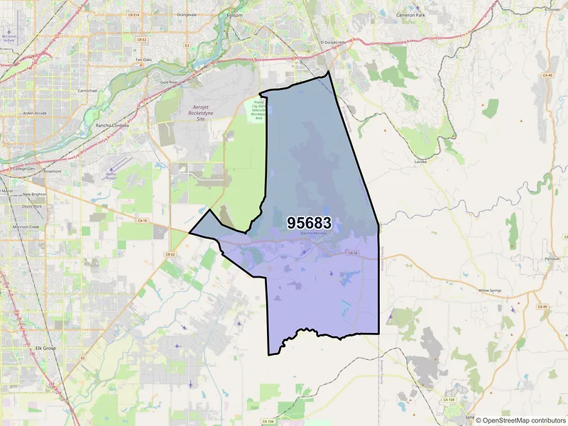 Map of ZIP Code 95683 — Sloughhouse, CA