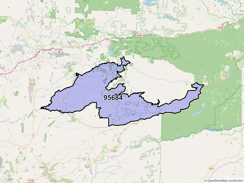 Map of ZIP Code 95684 — Somerset, CA
