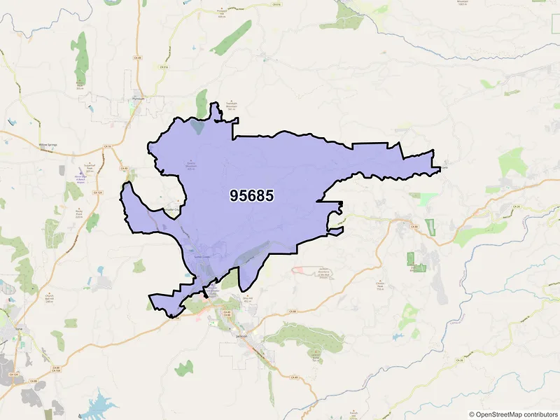 Map of ZIP Code 95685 — Sutter Creek, CA