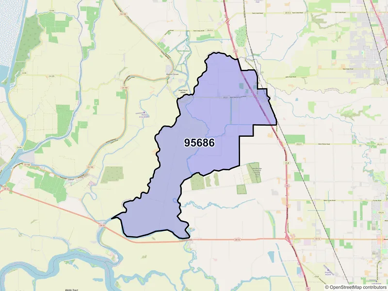 Map of Thornton, California and ZIP codes