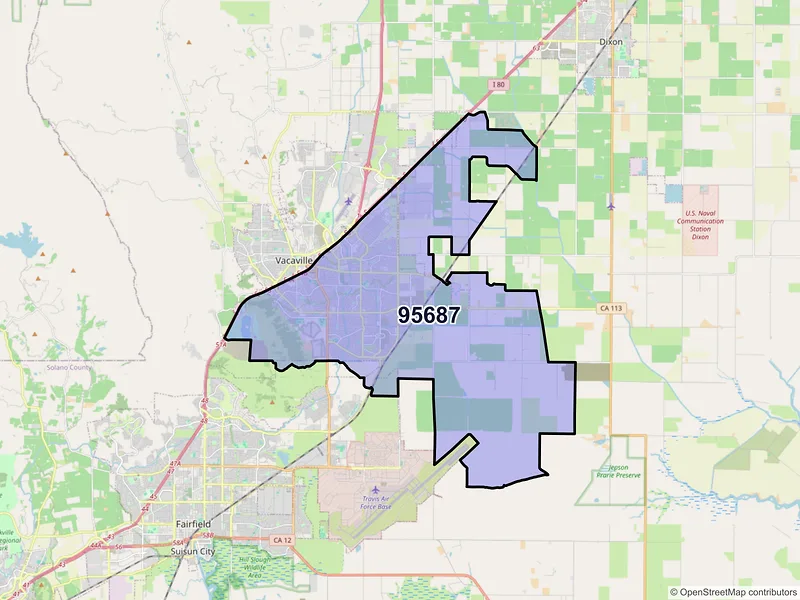 Map of ZIP Code 95687 — Vacaville, CA