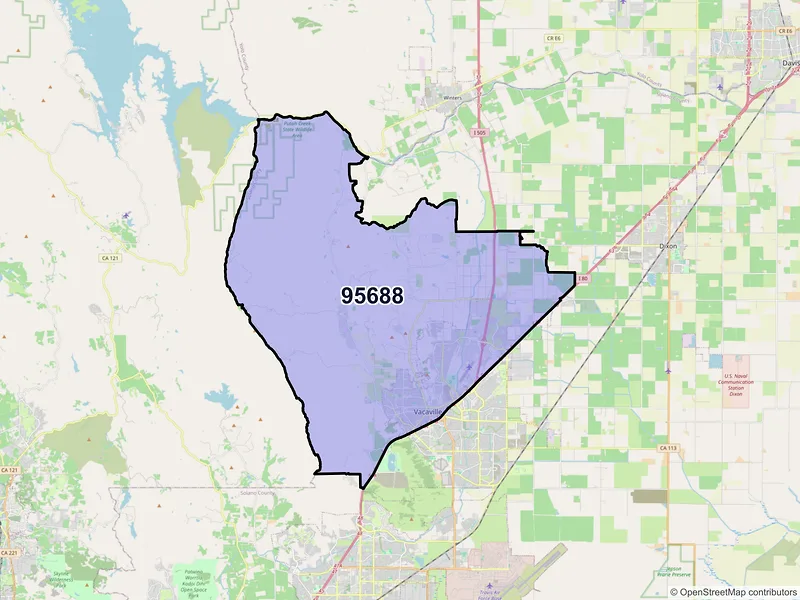 Map of ZIP Code 95688 — Vacaville, CA