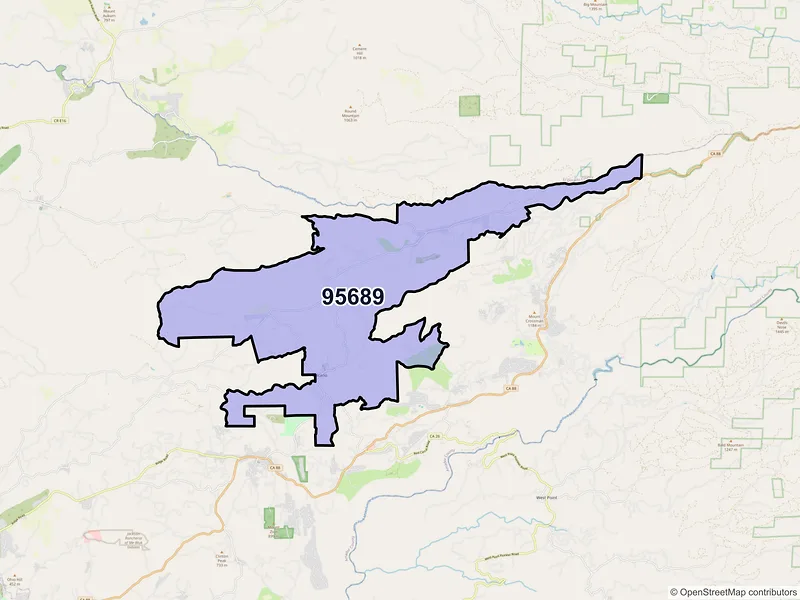 Map of ZIP Code 95689 — Volcano, CA