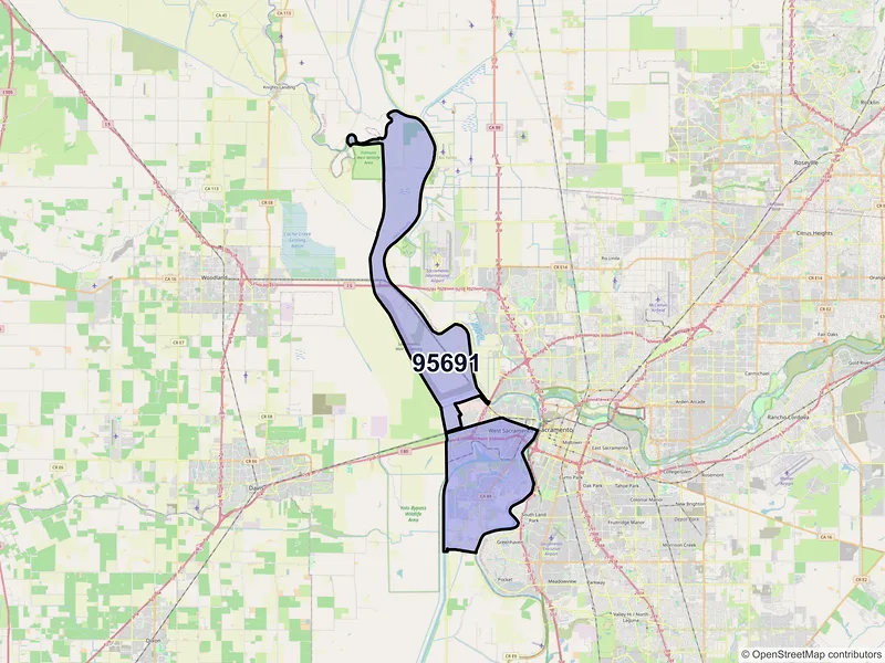 Map of ZIP Code 95691 — West Sacramento, CA