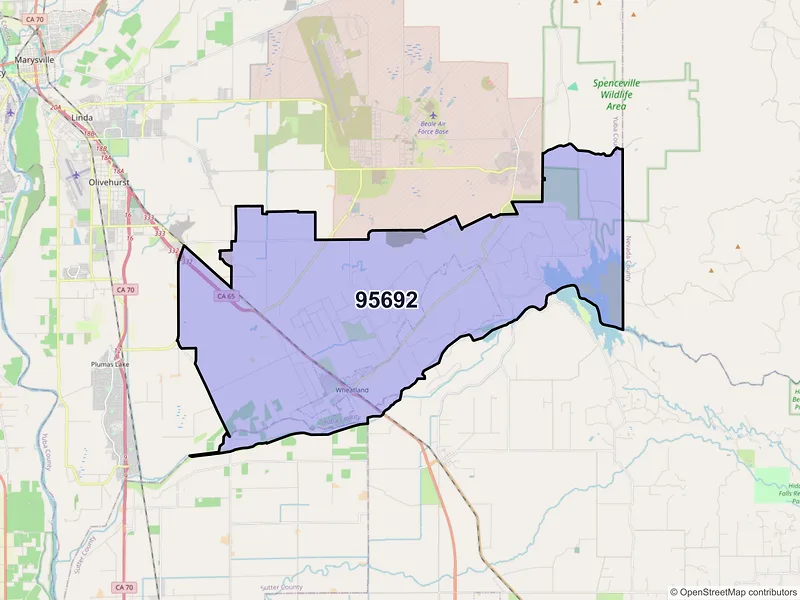 Map of ZIP Code 95692 — Wheatland, CA