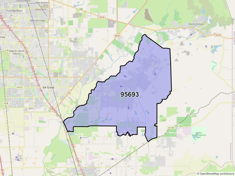 Map of Wilton, California and ZIP codes