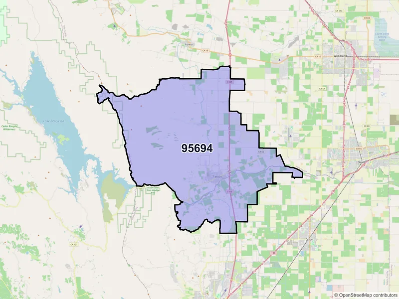 Map of ZIP Code 95694 — Winters, CA