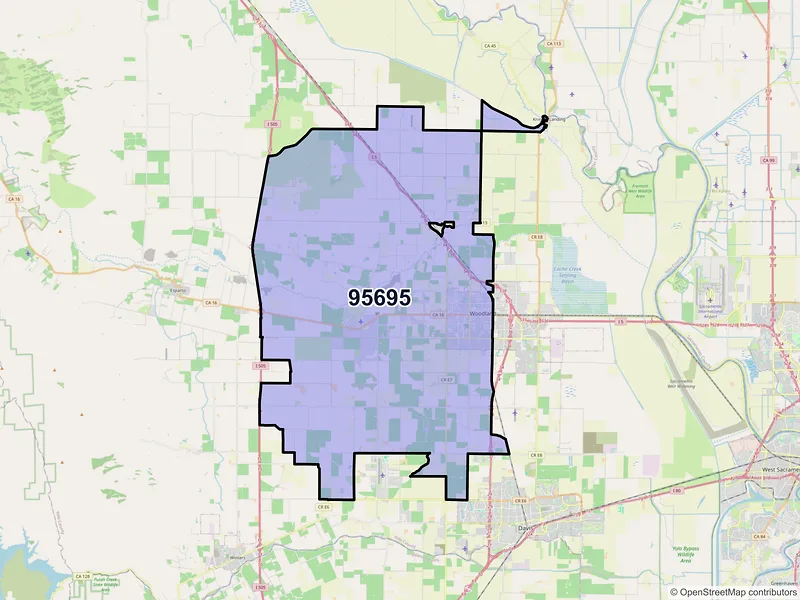 Map of ZIP Code 95695 — Woodland, CA