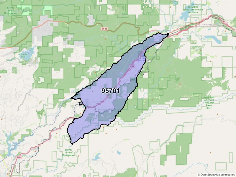 Map of Alta, California and ZIP codes