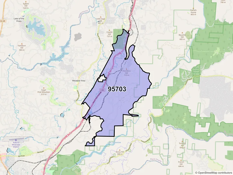 Map of ZIP Code 95703 — Applegate, CA