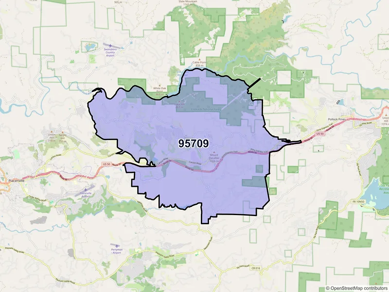 Map of ZIP Code 95709 — Camino, CA