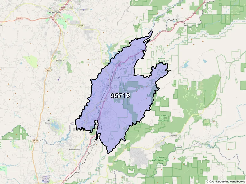 Map of Colfax, California and ZIP codes
