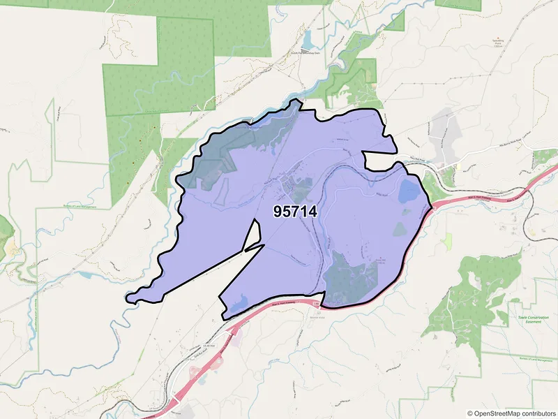 Map of Dutch Flat, California and ZIP codes