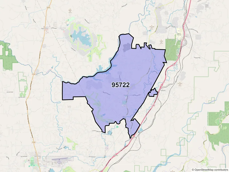 Map of ZIP Code 95722 — Meadow Vista, CA