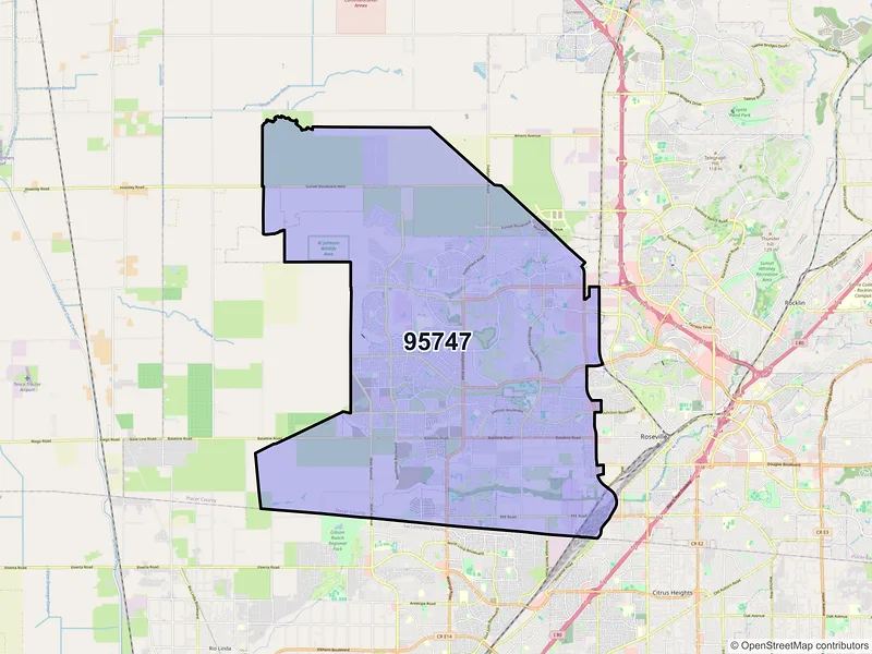 Map of ZIP Code 95747 — Roseville, CA