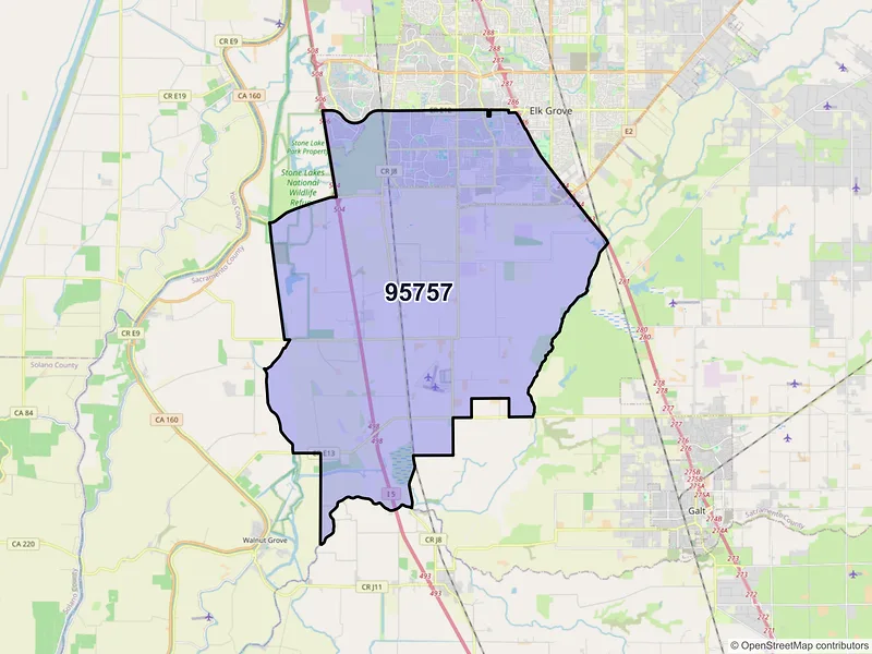 Map of ZIP Code 95757 — Elk Grove, CA
