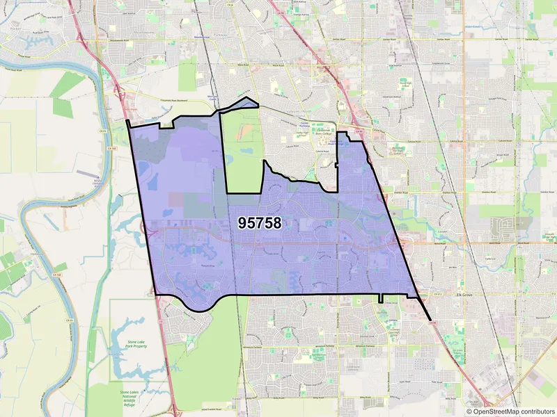 Map of ZIP Code 95758 — Elk Grove, CA