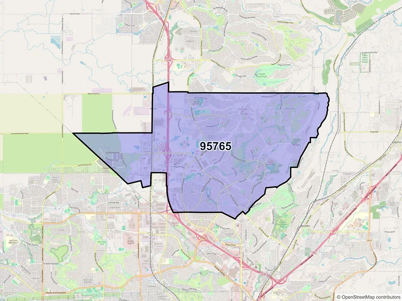 Map of ZIP Code 95765 — Rocklin, CA