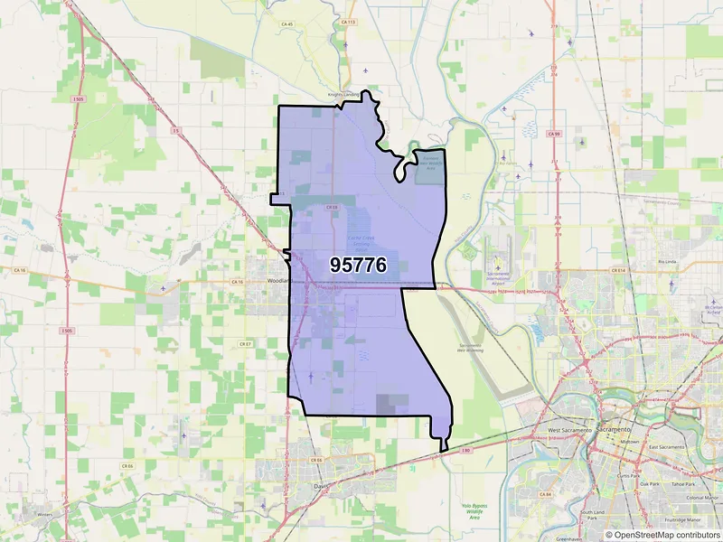 Map of ZIP Code 95776 — Woodland, CA