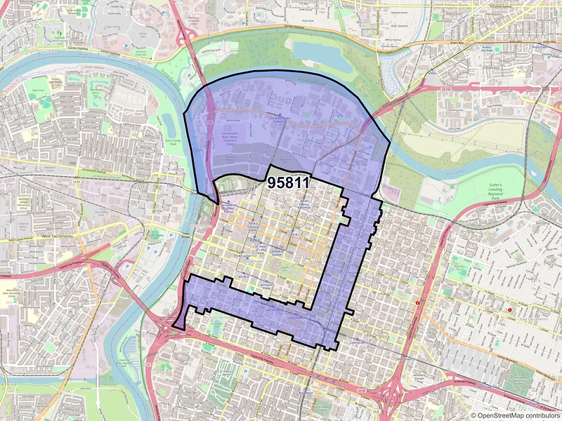 Map of ZIP Code 95811 — Sacramento, CA