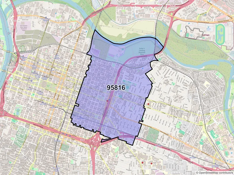 Map of ZIP Code 95816 — Sacramento, CA