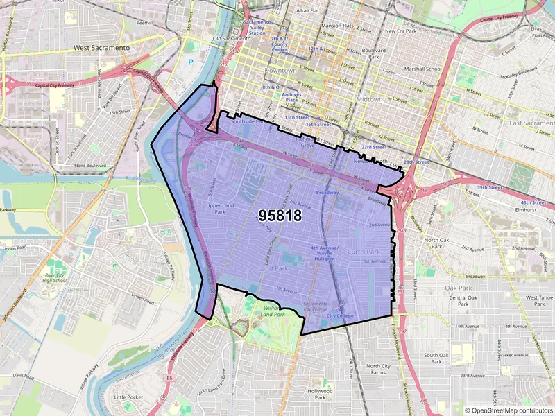 Map of ZIP Code 95818 — Sacramento, CA