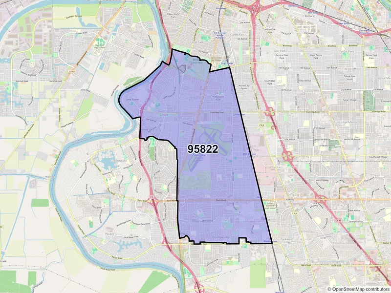 Map of ZIP Code 95822 — Sacramento, CA