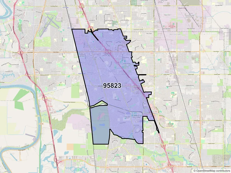 Map of ZIP Code 95823 — Sacramento, CA