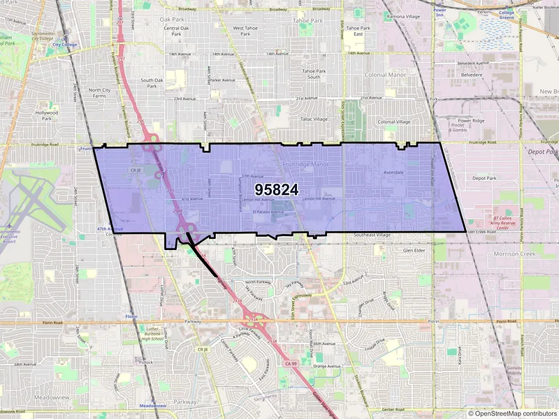 Map of ZIP Code 95824 — Sacramento, CA