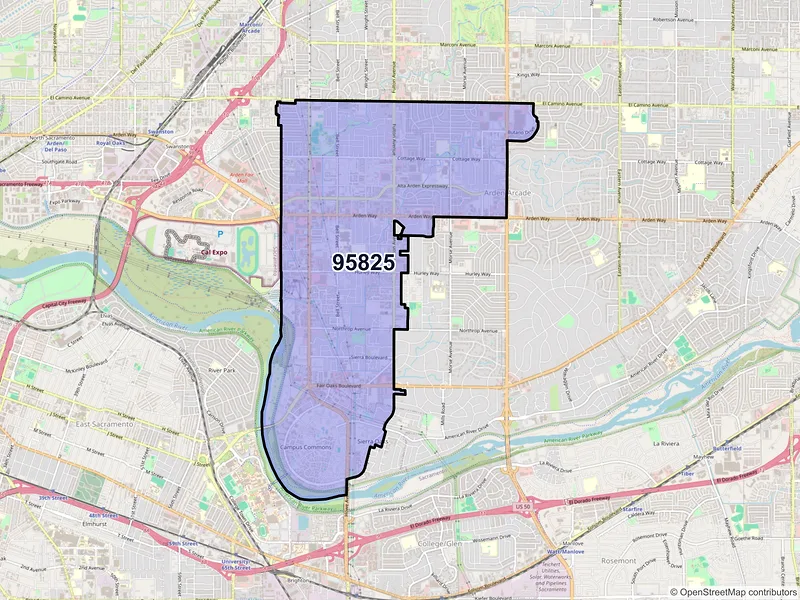 Map of ZIP Code 95825 — Sacramento, CA