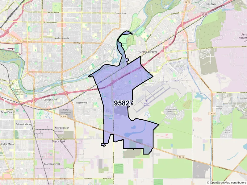 Map of ZIP Code 95827 — Sacramento, CA