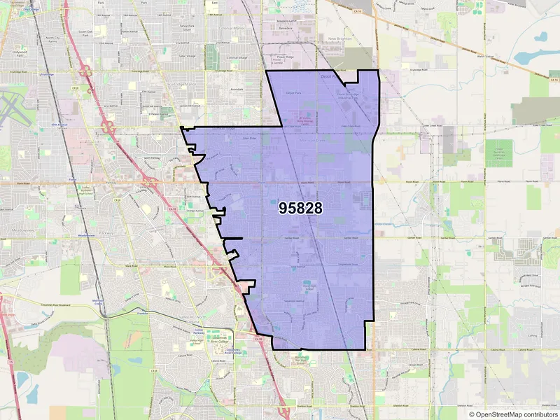 Map of ZIP Code 95828 — Sacramento, CA