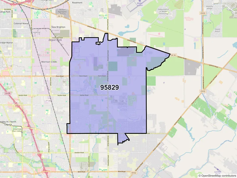 Map of ZIP Code 95829 — Sacramento, CA
