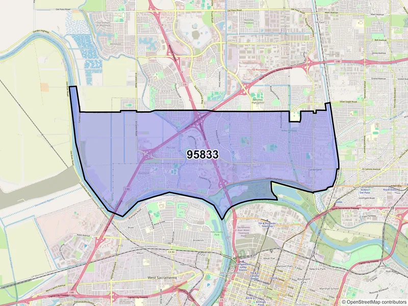 Map of ZIP Code 95833 — Sacramento, CA