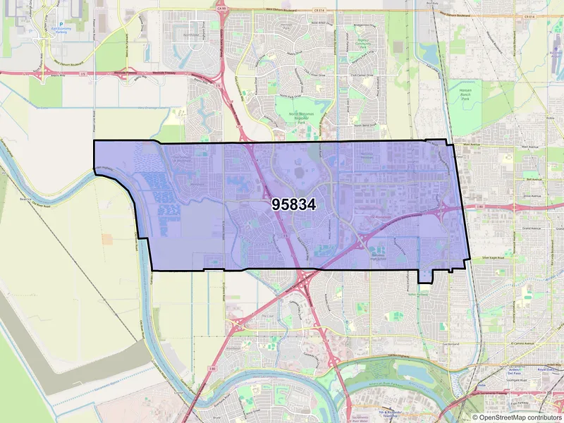 Map of ZIP Code 95834 — Sacramento, CA