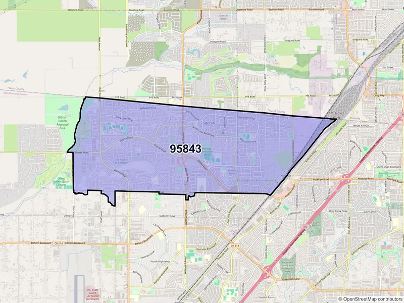 Map of ZIP Code 95843 — Antelope, CA