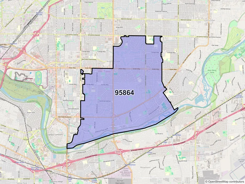 Map of ZIP Code 95864 — Sacramento, CA