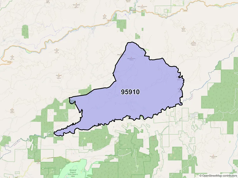 Map of ZIP Code 95910 — Alleghany, CA
