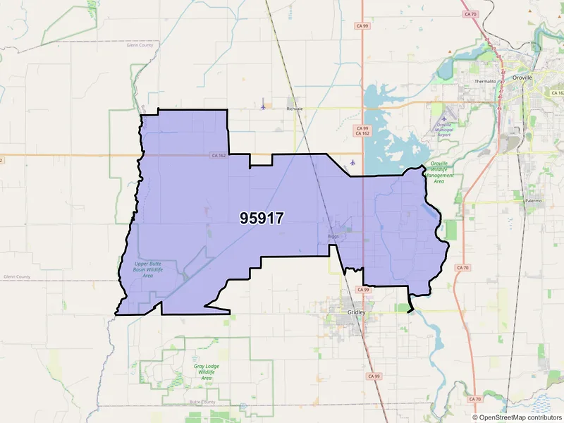 Map of ZIP Code 95917 — Biggs, CA