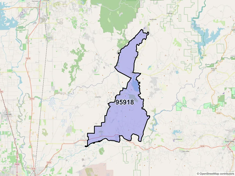Map of ZIP Code 95918 — Browns Valley, CA