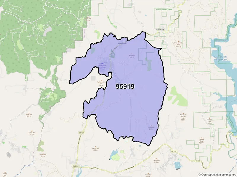 Map of ZIP Code 95919 — Brownsville, CA